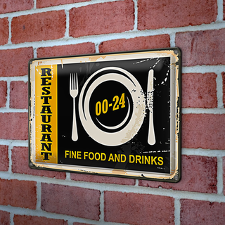 Blechschild Restaurant 30x20cm Fine Food Drinks Essen