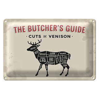 Blechschild Metzgerei 30x20cm cuts of Venison Reh