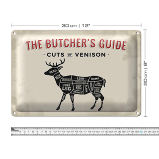 Blechschild Metzgerei 30x20cm cuts of Venison Reh