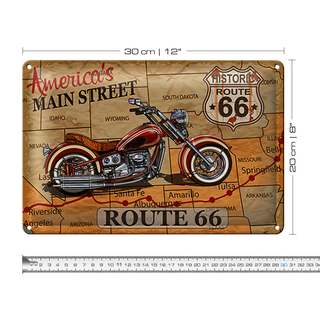 Blechschild Motorrad 30x20cm America`s main street route 66