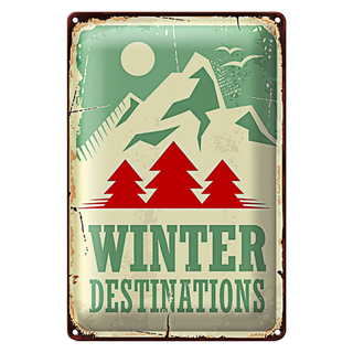 Blechschild Retro 20x30cm Ski winter destinations Abenteuer