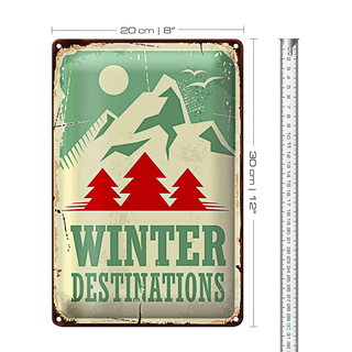 Blechschild Retro 20x30cm Ski winter destinations Abenteuer