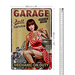Blechschild Pinup 20x30cm Retro full Service mechanic Auto