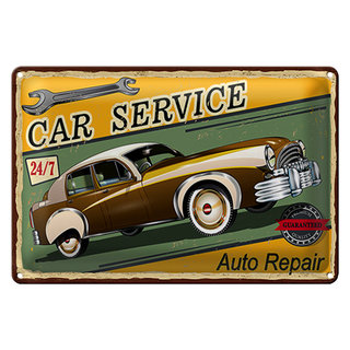 Blechschild Auto 30x20cm Car Service 24/7 repair