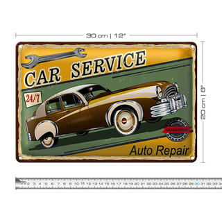 Blechschild Auto 30x20cm Car Service 24/7 repair