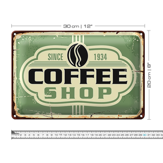 Blechschild Kaffee 30x20cm Coffee Shop since 1934