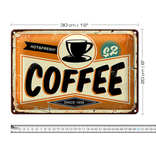 Blechschild Kaffee hot fresh 30x20cm Coffee