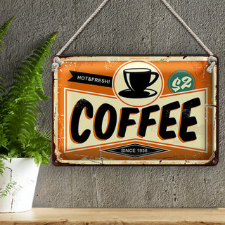 Blechschild Kaffee hot fresh 30x20cm Coffee