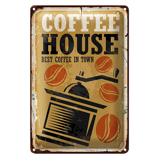 Blechschild Coffee House 20x30cm best in town Kaffee Retro