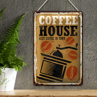 Blechschild Coffee House 20x30cm best in town Kaffee Retro