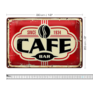 Blechschild Retro 30x20cm Cafe bar Kaffee since 1934