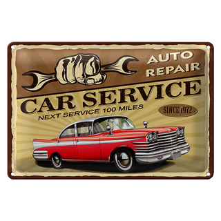 Blechschild Retro 30x20cm Car Service Auto repair 1972