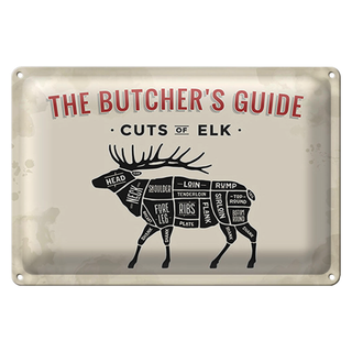Blechschild Elch 30x20cm cuts of Elk Metzgerei
