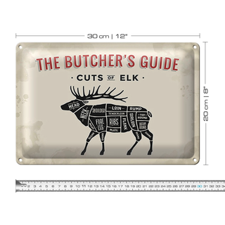 Blechschild Elch 30x20cm cuts of Elk Metzgerei