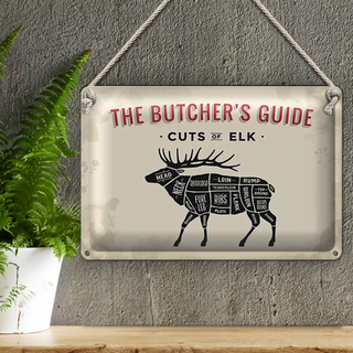 Blechschild Elch 30x20cm cuts of Elk Metzgerei