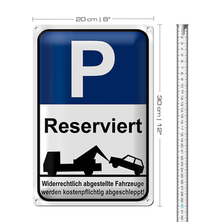 Blechschild Parken 20x30cm Parkplatzschild P reserviert