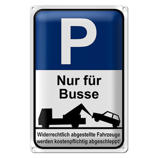 Blechschild Parken 20x30cm Parkplatzschild P nur für Busse