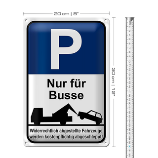 Blechschild Parken 20x30cm Parkplatzschild P nur für Busse