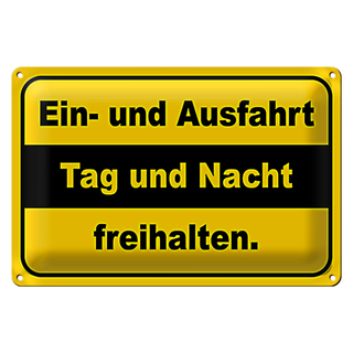 Blechschild Hinweis 30x20cm Ausfahrt Tag Nacht freihalten