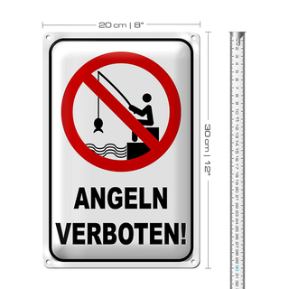 Blechschild Hinweis 20x30cm Angeln verboten Warnschild