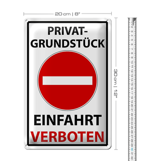 Blechschild Halteverbot 20x30cm Privat Einfahrt verboten