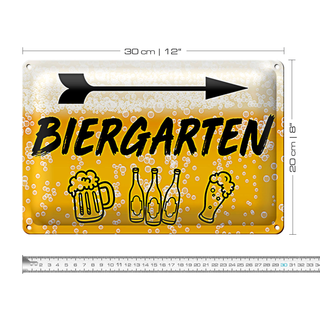 Blechschild 30x20cm Biergarten rechts Bier