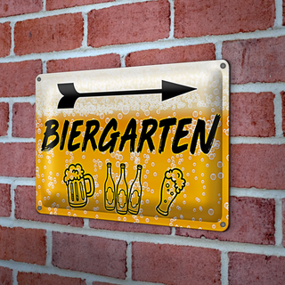 Blechschild 30x20cm Biergarten rechts Bier