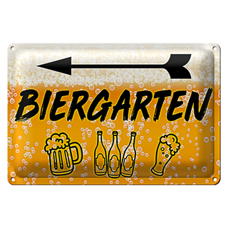 Blechschild 30x20cm Biergarten links Bier