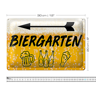 Blechschild 30x20cm Biergarten links Bier