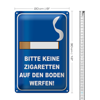 Blechschild Hinweis 20x30cm bitte keine Zigaretten