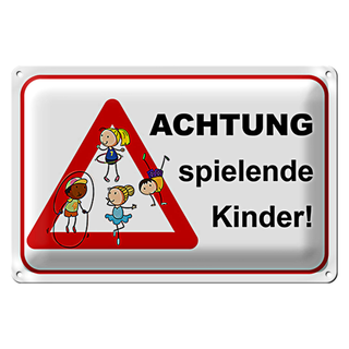 Blechschild Hinweis 30x20cm Achtung spielende Kinder