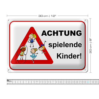 Blechschild Hinweis 30x20cm Achtung spielende Kinder