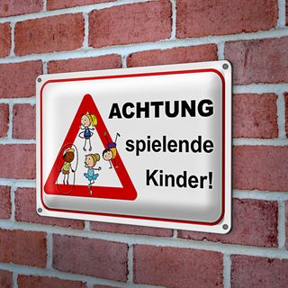 Blechschild Hinweis 30x20cm Achtung spielende Kinder