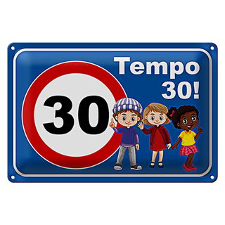 Blechschild Hinweis 30x20cm Tempo 30 Kinder