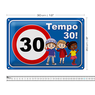 Blechschild Hinweis 30x20cm Tempo 30 Kinder