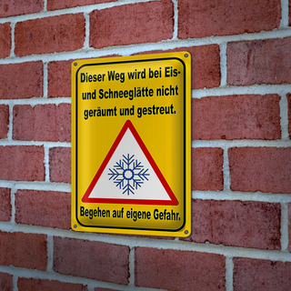 Blechschild Hinweis 20x30cm Eis Schneeglätte eigene Gefahr