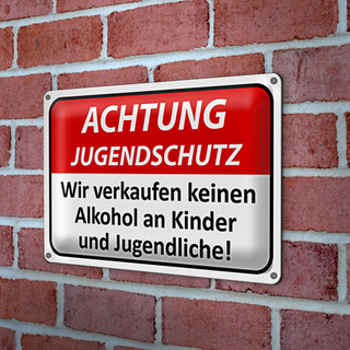 Blechschild Achtung 30x20cm Jugendschutz keinen