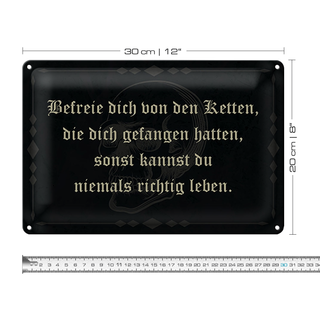 Blechschild Spruch 30x20cm befreie dich von den Ketten