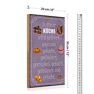 Holzschild Spruch 20x30cm in dieser Küche wird gefeiert
