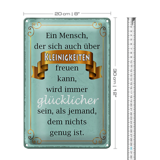 Blechschild Spruch 20x30cm Mensch der sich Kleinigkeiten