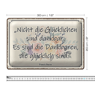 Blechschild Spruch 30x20cm nicht glückliche sind dankbar