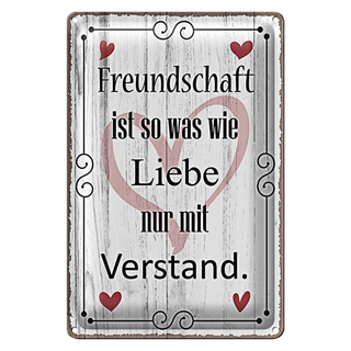 Blechschild Spruch 20x30cm Freundschaft ist so wie Liebe