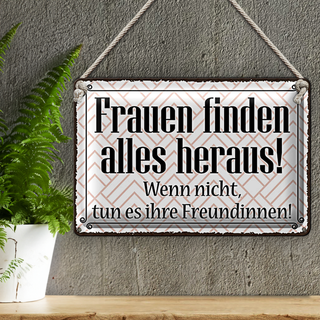 Blechschild Spruch 30x20cm Frauen finden alles heraus