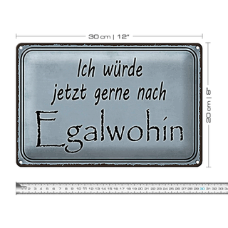 Blechschild Spruch 30x20cm ich würde jetzt gerne Egalwohin