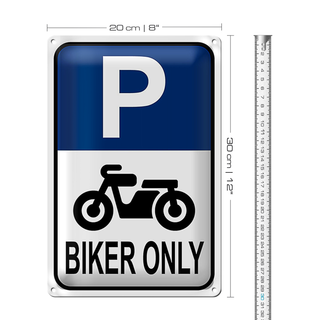 Blechschild Parken 20x30cm Biker only Motorrad