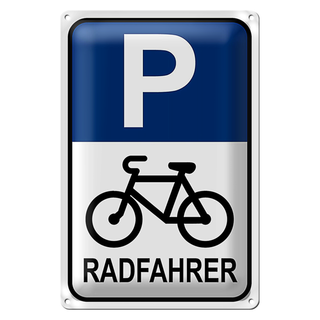Blechschild Parken 20x30cm Parkplatz Radfahrer