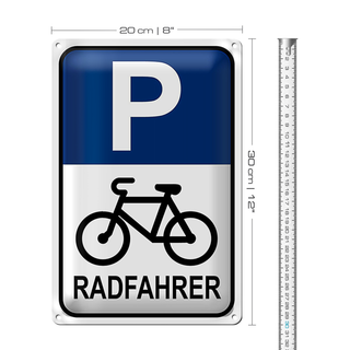 Blechschild Parken 20x30cm Parkplatz Radfahrer