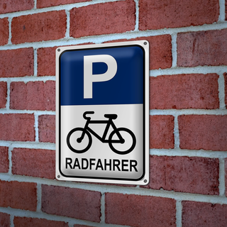 Blechschild Parken 20x30cm Parkplatz Radfahrer