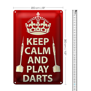 Blechschild Spruch 20x30cm Keep Calm and play Darts
