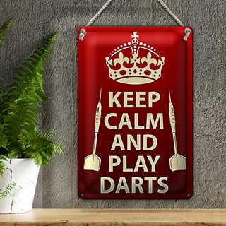 Blechschild Spruch 20x30cm Keep Calm and play Darts